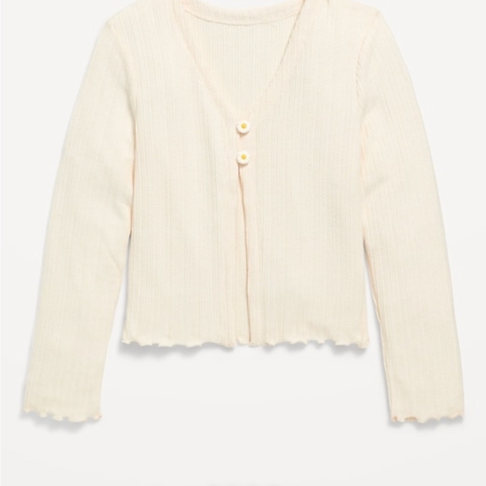 Pointell knit V neck cardigan for girls